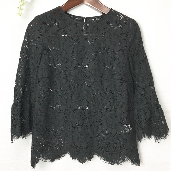 Banana Republic• Lace shell flounce bell sleeve cuff blouse extra small - Picture 2 of 8